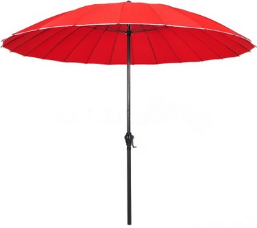 Садовый зонт Geisha 3 м тёмно-красный на террасе